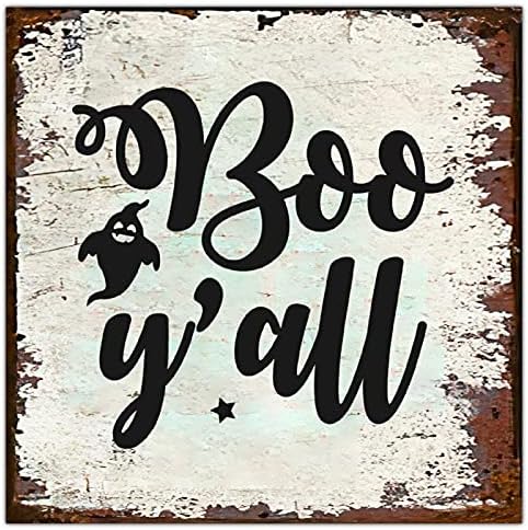 Boo Yall Vicces Adóazonosító Jel Boldog Halloween Helló Esik Fém Tábla Évjárat Elegáns Lóg Jel 12 Wall Art Dekor Parasztház Bejárati Ajtó