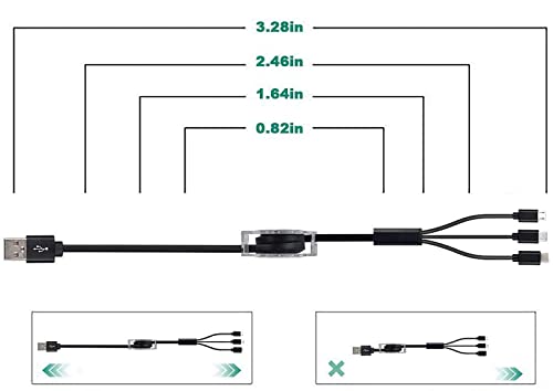 YUNZSXJY Behúzható Multi Töltő Kábel 3 in 1 USB c mobiltelefon Töltő Kábel Micro USB-Kábel-Kompatibilis Telefon/C Típus/Micro Android (3, Fekete)