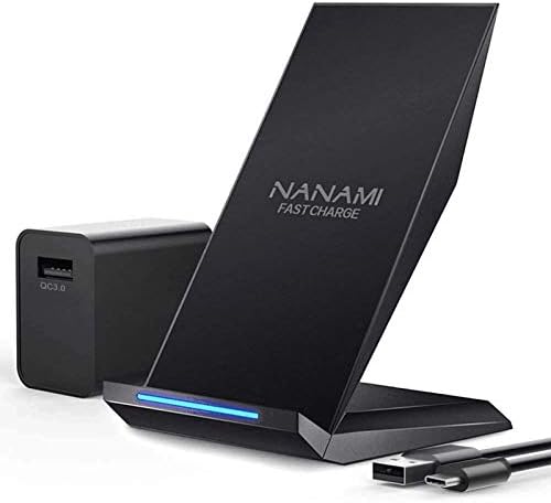 NANAMI Gyors Vezeték nélküli Töltő USB Töltő, Qi Hitelesített Töltés Állni QC3.0 Adapter 7.5 W Kompatibilis iPhone 14/13/12/SE 2020/11/XS,10W