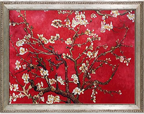La Egyveleg, Mandula, Fa, Virág, Ruby Piros Keretes Kézzel Festett Eredeti Alkotás A Versailles-Ezüst Király Keret