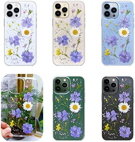 Abbery Tervezett iPhone 13 Pro Max Préselt Virág Esetben, Aranyos Bling Csillogó Szikra, Tiszta Design Puha TPU Szilikon