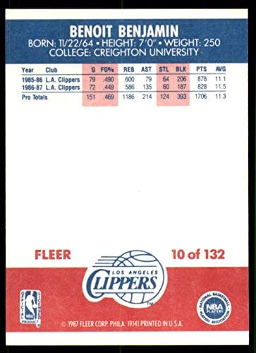1987-88 Fleer 10 Benoit Benjamin Los Angeles Clippers NBA Kosárlabda Trading Card
