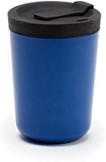 Újrafelhasználható Bambusz Elvihető-Kupa - Vel Felszerelt Szilikon Fedél Zárható Lap - 12oz - Royal Kék