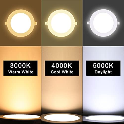 6 darab 6 Hüvelyk 3CCT Ultra-Vékony Süllyesztett LED Mennyezeti Lámpa Vékony Panel Fény csatlakozó Doboz, 3000K-5000K Választható,