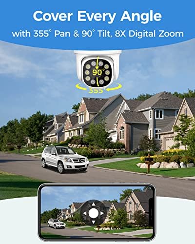XMARTO EP8054 4K Ultra HD PoE Biztonsági Kamera Pan Tilt Zoom, 2-utas Audio, IR/ Színes éjjellátó, Figyelmeztetés Árvíz Lámpák, Szirén (EP8054,