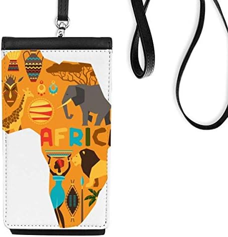 Afrika Térkép Elefánt Afrikai Szavanna Illusztráció Phone Wallet Pénztárca Lóg Mobil Tok Fekete Zseb