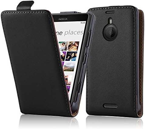 Cadorabo Esetben Kompatibilis Nokia Lumia 1520 Kaviár Fekete - Flip Stílus Esetben Készült Sima Műbőr - Pénztárca Etui Cover Tok PU Bőr