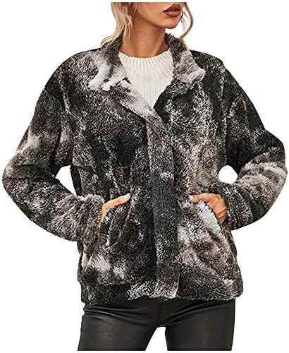 Hosszú Ujjú Divatos Kabátok Női Fél Tél Elöl Nyitott Hajtóka Kabátok Fuzzy Kényelem Zip Meleg Festék Réteg Tini