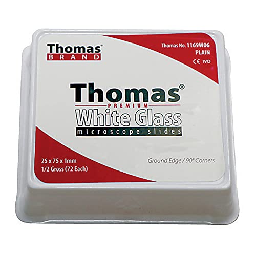 Thomas 1169W06 Fehér Üveg Egyszerű Mikroszkóp Tárgylemezek, 25 x 75 mm (a Csomag 1440)