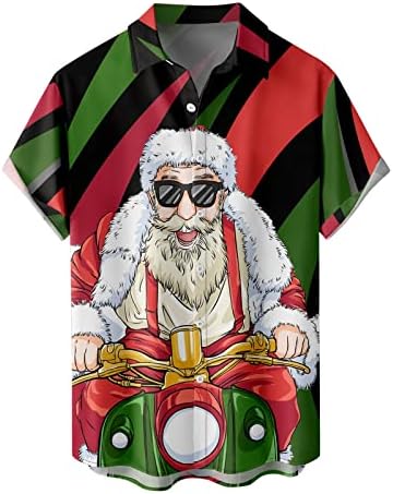 WYBAXZ Karácsonyi shirt Mens Férfi Karácsony 3D-s Digitális Nyomtatás Zsebében Csat Hajtóka Rövid Ujjú Ing, Hosszú Fény