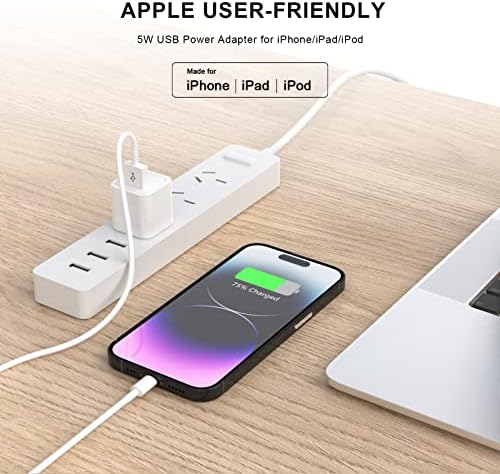 iPhone Töltő [Apple Mpi Hitelesített], 2 Csomag 6 LÁB Hosszú Lightning Kábel Gyors Töltés Adatok Szinkronizálása Vezeték 5W, USB