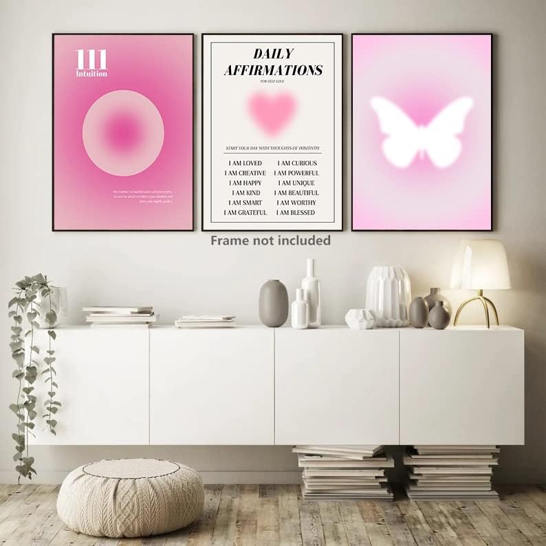 Rózsaszín Gradiens Aura Angyal Számok Plakátok Beállítja a Szoba Esztétikai Lelki Megerősítés Vászon Wall Art Pozitív Energia Festmény