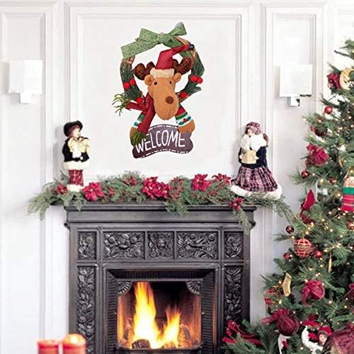 UXZDX CUJUX Karácsonyi Koszorú Aranyos Elk Mini Karácsonyi Koszorú Fedett Téli Ünnepi Koszorúk Bejárati Ajtó Karácsonyi Dekoráció