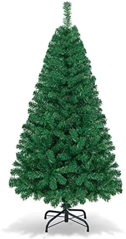 Goplus 5ft Mesterséges karácsonyfa Karácsonyi Fenyő Tömör Fém Lábak Tökéletes Fedett, valamint Szabadtéri Ünnepi Dekoráció, Zöld