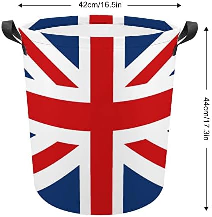 Brit Zászló Szennyesben Kerek Vászon Szövet Kosár fogantyúval Vízálló, Összehajtható Mosás Bin Ruha Táska