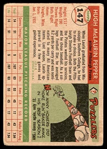 1955 Topps 147 Hugh Bors Pittsburgh Pirates (Baseball Kártya) FAIR Kalózok
