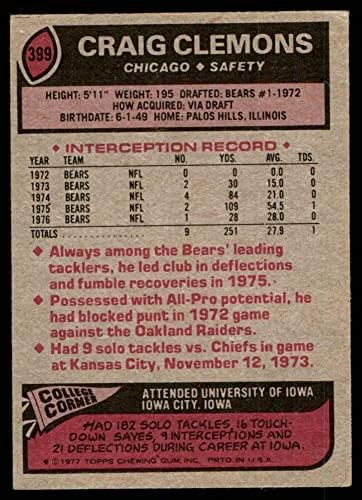 1977 Topps 399 Craig Clemons Chicago Bears (Foci Kártya) VG Medvék Iowa