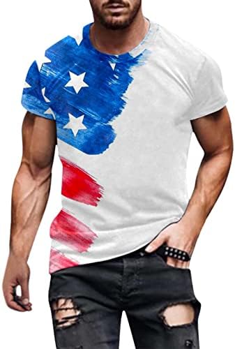 HDDK július 4. Katona Rövid Ujjú T-shirt Mens, USA Zászló Nyomtatás Nyári Sportos Izom Hazafias Tee Maximum