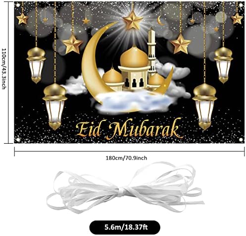 Eid Dekorációk, Nagy Eid Mubarak Hátteret Banner Fekete-Arany Eid Mubarak Parti Dekoráció, Ramadan Banner Fotó Hátteret Eid Mubarak