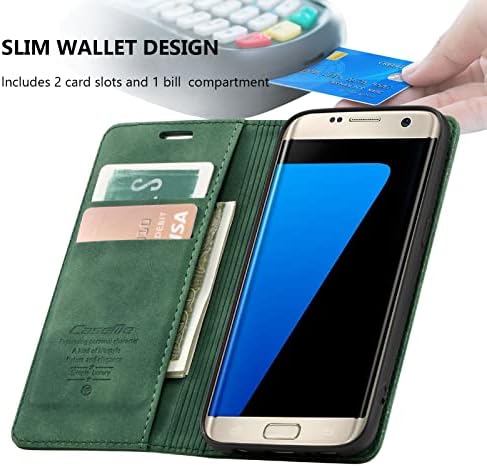 UEEBAI Pénztárca tok Samsung Galaxy Plus S8, Prémium PU bőrtok Veterán Matt Tárca Fedél [Card Slot] [Mágneses Bezárása] Állvány Funkció
