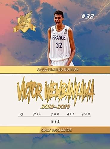 2019 VICTOR WEMBANYAMA EGYEDI Kosárlabda Újdonság Újonc Kártya U16 Franciaország - Tervezett 1 választás 2023 NBA-Tervezet