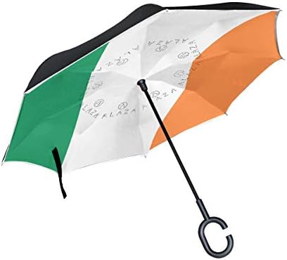Chinein Dupla Réteg Fordított Esernyők Fordított Összecsukható Esernyő Szélálló UV Védelem az Autó Írország Zászló