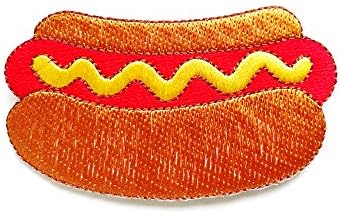 TH Aranyos hot-Dog Mustárral gyorsétterem Cartoon1 Foltok Applied Hímzett Varrjuk fel a Vas a Patch Hátizsákok Farmer Kabát Póló