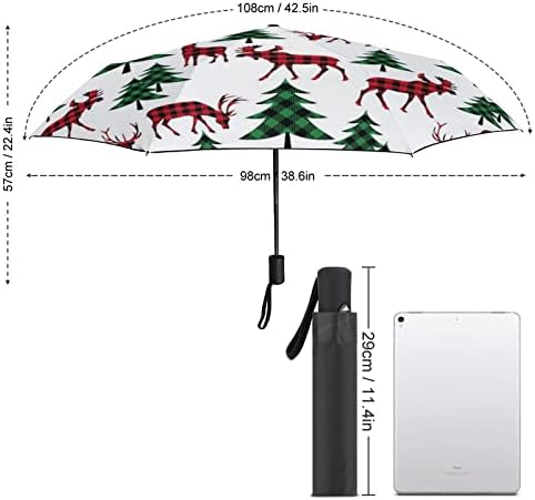 Buffalo Rénszarvas Mintával 3 Redők Utazási Esernyő Anti-UV Szélálló Esernyők Divatos Auto Nyitott Esernyő