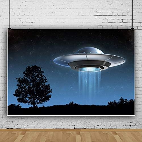 DORCEV 8x6ft UFO Hátteret Űrhajó Repül Éjjel Idegen Téma Party Fotózás Háttér UFO-Invázió a Földön sci-fi Kaland Téma Fél Torta Táblázat