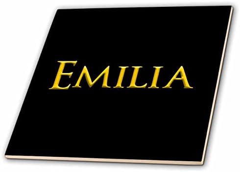 3dRose Emilia elegáns kislány neve Amerikában. Sárga, fekete talizmán - Csempe (ct_354539_1)