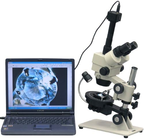 AmScope GM300TZ-5M Digitális Trinocular Gemology Sztereó Zoom Mikroszkóp, WF10x, valamint WF20x Szemlencse, 3,5 X-90X Nagyítás,