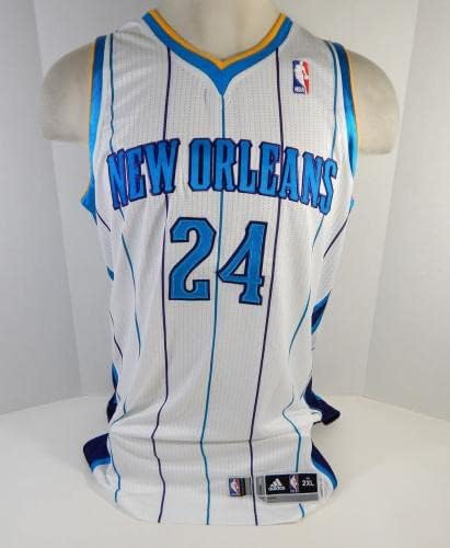 2011-12 New Orleans Hornets Carl Landry 24 Játék Kiadott Fehér Jersey 2XL2 06 - NBA Játék Használt