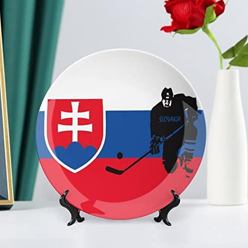 Szlovákia Jégkorong Személyre szabott Kínai porcelán Egyedi Kerámia Díszítő Lemezek Haza Kerek Lemez Kijelző Állni 10inch