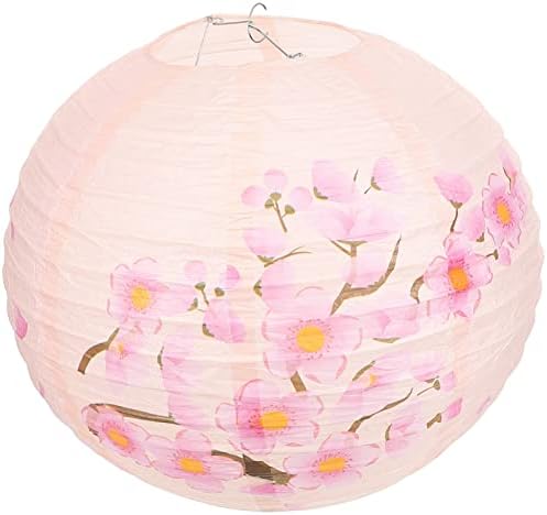 ABOOFAN Japán Papír Lantern Peach Blossom Lámpás Kerek Kínai Lógó Lámpák Medálok Esküvő Party Dekoráció 35cm (Rózsaszín)