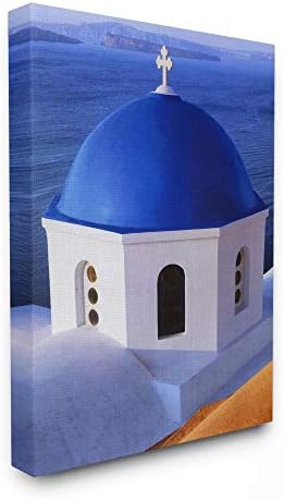 Stupell Iparágak görög Templom Tető Kék Óceán Fotó, Design by David Stern Wall Art, 24 x 30, Vászon