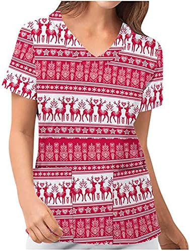 Karácsonyi T-Shirt Dolgozik Egységes Maximum a Nők Ünnepi Nyomtatott Maximum Plus Size Szakaszon Munkaruházat Santa Elk Tees