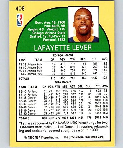 1990-91 NBA Karika 408 Lafayette Kar Dallas Mavericks Hivatalos Kosárlabda Trading Card