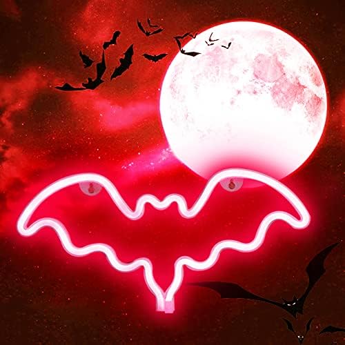 Vicila LED Neon Bat Fények Halloween Dekoráció, Denevér Alakú neonok Gót Night Lights elemes Asztal asztali Lámpa Hálószoba, Bár,