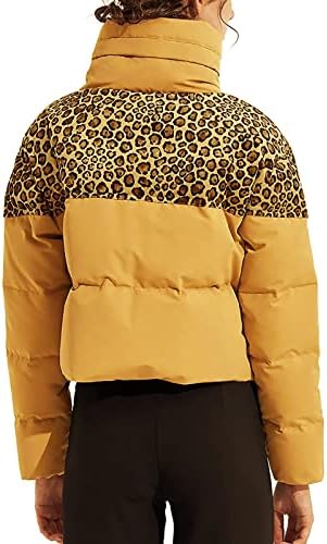 PRDECEXLU Loungewear Termés Hűvös Tavaszi Kabát, Női Hosszú Ujjú Slim Leopárd Vastag Kabát Zsebébe Mock Nyak