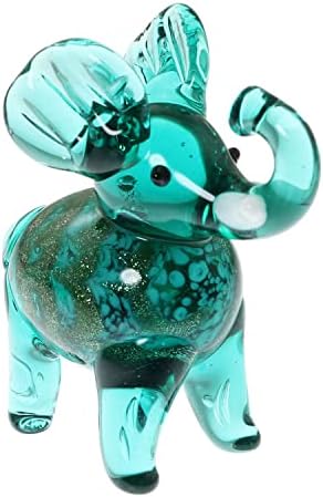 SQXBK Elefánt Figura Kézzel Fújt Art Glass Kézzel Fújt Art Glass Elefánt Figura Miniatűr Állatok Gyűjtemény Világos Elefánt Figura