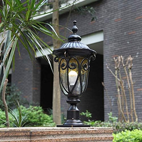 GJCQZQ Út Világítás Üveg Lámpás Hagyományos Európai Antik Kerti Pillér Lámpa E27 Retro IP66 Vízálló Anti Rozsda Alumínium Post Fény Udvar
