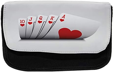 Lunarable pókerverseny, tolltartó, Kártya, Szövet, Toll, Ceruza, Táska, Dupla Cipzár, 8,5 x 5.5, Piros, Fehér