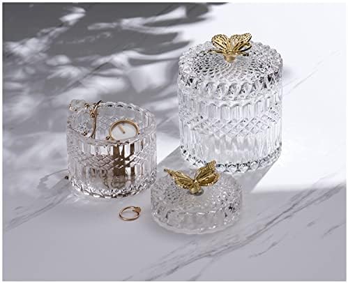 GANFANREN Dekoratív Üvegekbe Európai Stílusú Pillangó üvegedénybe Candy Jar Háztartási Ékszerek Vatta Doboz Ékszer Tároló Üveg Asztali