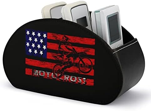 Amerikai Motocross Zászló Távirányító tartó/Caddy/Doboz/Tálca 5 Rekeszes PU Bőr Szervező Aranyos Nyomtatott Minta