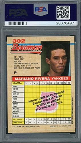 Mariano Rivera 1992 Bowman Baseball Újonc Kártya RC 302 Osztályozott PSA 8