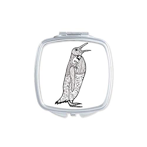 Aranyos Pingvin Állat Portré Rajz Tükör Hordozható Kompakt Zsebében Smink Kétoldalas Üveg