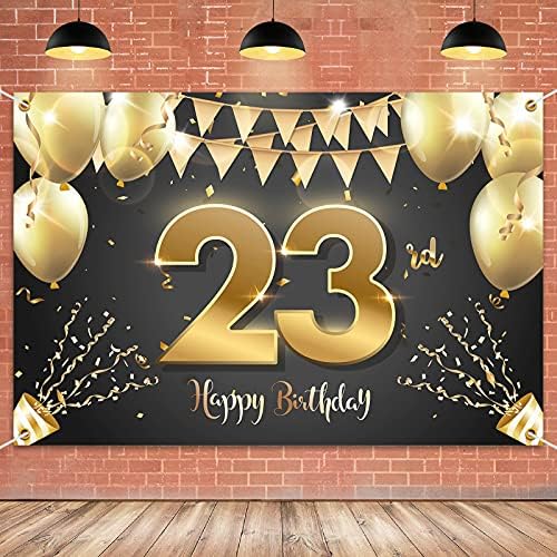 HAMIGAR 6x4ft Boldog 23-án Születésnapi Banner Háttérben - A 23 Éves Szülinapi Dekoráció, Party Kellékek, a Nők Férfiak - Fekete-Arany