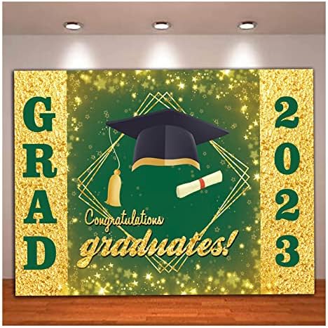 Gratulálunk Grad 2023 Fotózás Hátterekkel Osztály 2023 Ballagási Party Dekoráció Fotó, Zöld, Arany Háttér Gratulálok Végzős Bál Kellékek 7x5ft