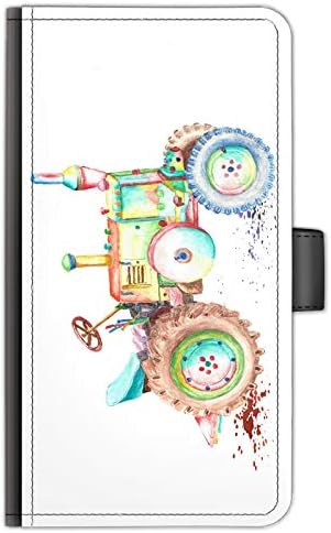 Hairyworm Sokszínű Traktor Bőr Flip Side Tárca Telefon Esetében, Akvarell Art Print hátlapot Apple Iphone 11 Pro (2019)