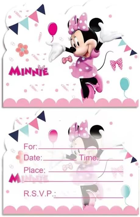 ANTOUT 20 Minnie Mickey szülinapi meghívókat, Minnie Mickey szülinapi meghívókat Mickey Minnie születésnapi party kellékek.